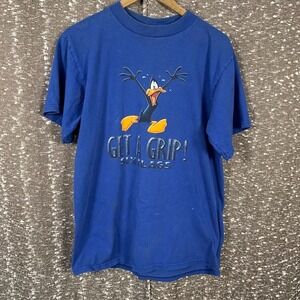 Vintage 90s Get A Grip! Six Flags Daffy Duck Looney Tunes‎ USA Made Size Large